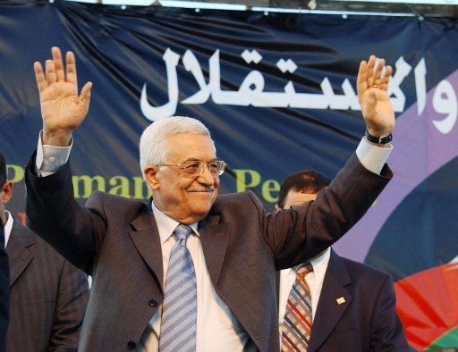 Palestinian President Mahmoud Abbas appears at an Independence and Freedom Festival in Ramallah West Bank on September 24 2005.   (UPI Photo\/Omar Rashidi\/Palestinian Authority)