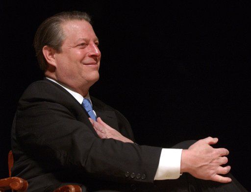 Former Vice President Al Gore acknowledges the cheers of supporters prior to speaking to the American Constitution Society about President Bush\