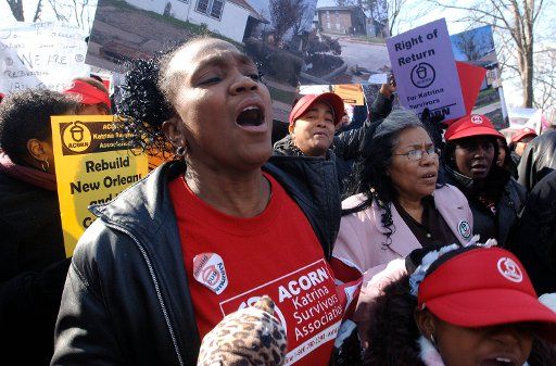 Hurricane Katrina Survivors match on Capitol Hill in demand of legislation to help rebuild New Orleans and the Gulf Coast region after the storm devastated the area in Washington on February 9 2006. The rally was organized by ACORN a Hurican Katrina...
