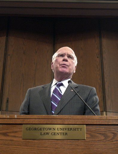 Sen. Patrick Leahy (D-VT) speaks about the Supreme Court Nomination Hearing of Samuel Alito at Georgetown Law School in Washington on January 19 2006. Leahy announced he will not vote in favor of Alito\