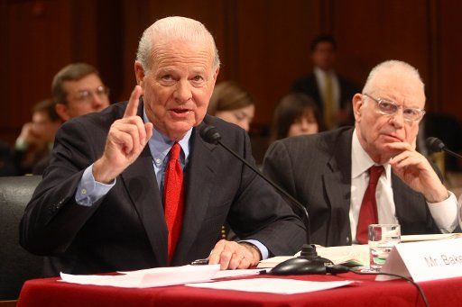 Iraq Study Group co-chairs Former Secretary of State James Baker III (L) and former Congressman Lee Hamilton testify before the Senate Armed Service Committee on December 7 2006 on Capitol Hill in Washington.  The report outlined a different direction...