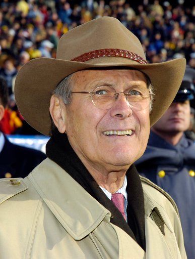Secretary of Defense Donald Rumsfeld attends the game between Army and Navy on December 2 2006 at Lincoln Financial Field in Philadelphia Pennsylvania.    (UPI Photo\/Mark Goldman)