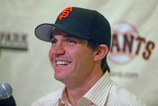 Barry Zito smiles with his new San Francisco Giants cap at a press conference at AT&T Park in San Francisco on January 3 2007.  Zito a former Cy Young Award winner and three-time All-Star signed a seven year contract with the Giants.  (UPI...