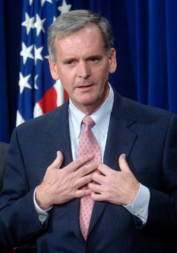 Sen. Judd Gregg (R-NH) speaks on Senate ethics at a press conference in Washington on January 18 2007. (UPI Photo\/Kevin Dietsch)