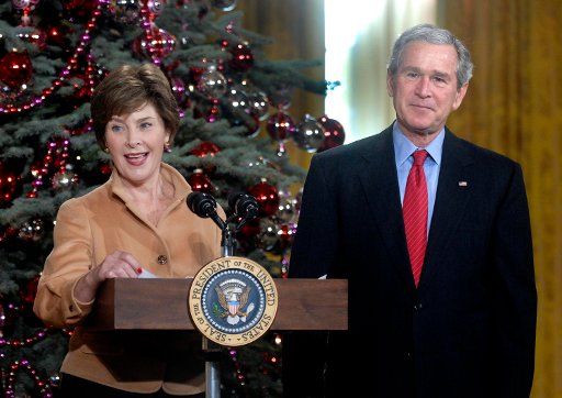 U.S. President George W. Bush and First Lady Laura Bush deliver remarks at the children\