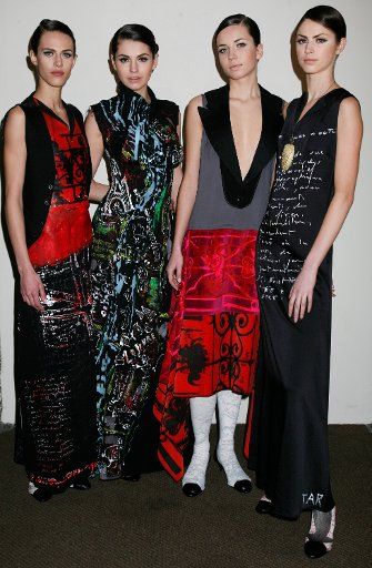 Models sport the latest creation from designer Karim Bonnet of Impasse de la Defense during the Fall\/Winter 2007\/2008 collection show in Paris on March 3 2007.  The show is part of Ready-to-Wear Fashion Week taking place in Paris this week.   (UPI...