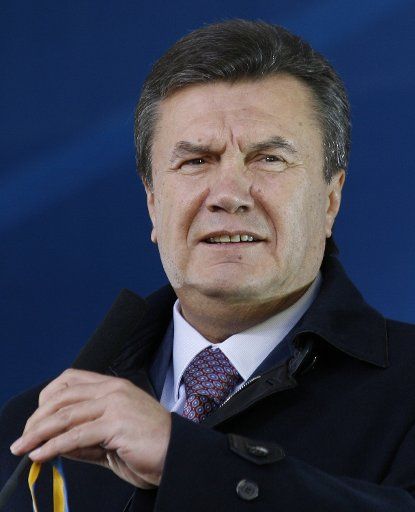 Ukrainian Prime Minister Viktor Yanukovich addresses to thousands of his supporters at the Independence Square in Kiev on April 11 2007. Yanukovich again urged Ukrainian President Yushchenko on Wednesday to halt his order to dissolve parliament and...