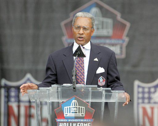 NFL commissioner Roger Godell speaks at the 2007 Enshrinement Ceremony at the Pro Football Hall of Fame in Canton Ohio on August 4 2007. (UPI Photo\/Stephen M. Gross)