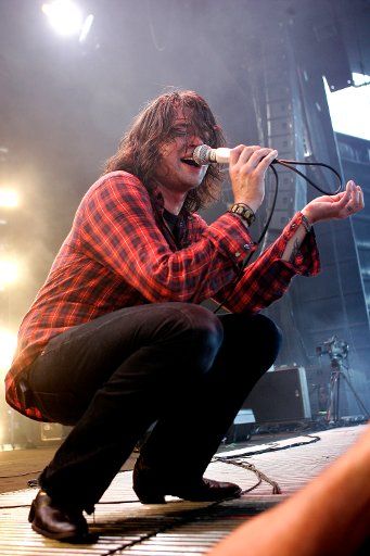 Adam Lazzara with Taking Back Sunday performs in concert during the Projekt Revolution Tour at the Sound Advice Amphitheatre in West Palm Beach Florida on August 10 2007. (UPI Photo\/Michael Bush)