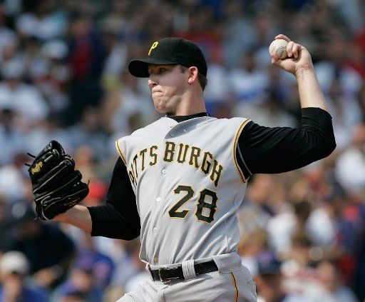 Pittsburgh Pirates starting pitcher Paul Maholm (28) delivers a pitch during the first inning against the Chicago Cubs at Wrigley Field in Chicago on September 21 2007. (UPI Photo\/Brian Kersey)