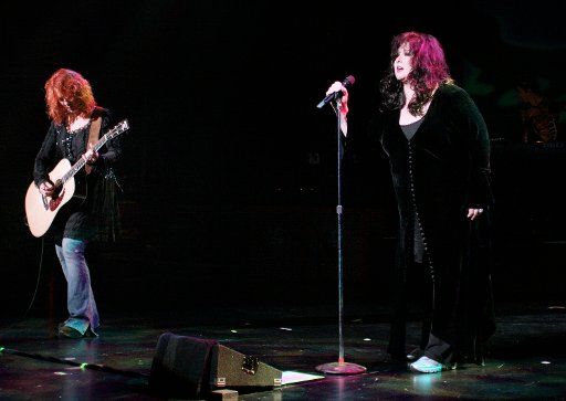 Lead singer Ann Wilson (R) and her sister Nancy perform with Heart in support of Ann\