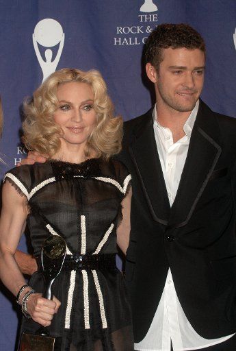 Madonna and Justin Timberlake appear in the press room at the 23rd Annual Rock and Roll Hall of Fame at the Waldorf Astoria in New York on March 10 2008. (UPI Photo\/Joy Scheller)