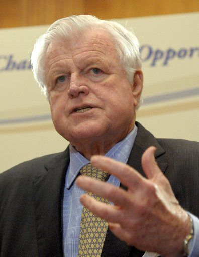 Senate Health Education Labor and Pensions Chairman Edward Kennedy D-MA speaks during a news conference following the committee\