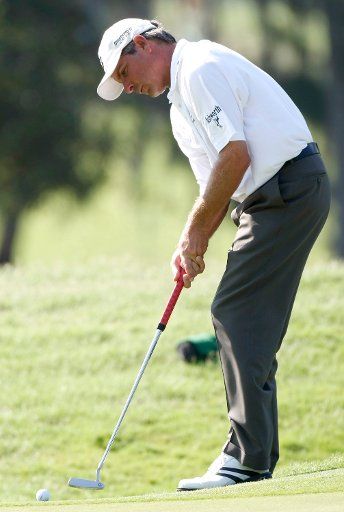 Fred Couples from Palm Springs California gets a putt off on the #7 green during the second round of The Players Championship PGA golf tournament in Ponte Vedra Beach Florida on May 9 2008. (UPI Photo\/Mark Wallheiser)