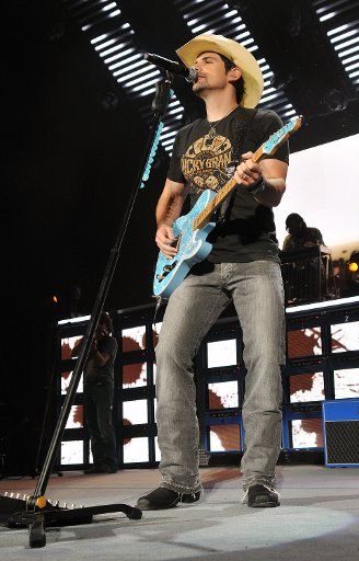 Brad Paisley performs in concert at the Cruzan Amphitheatre in West Palm Beach Florida on September 20 2008. (UPI Photo\/Michael Bush)