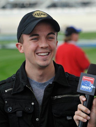 Actor Frankie Muniz reacts to a question during an interview before the Sunrich Gormet 100 Indy Lights race at the Chicagoland Speedway on September 7 2008 in Joliet Illinois. Muniz was grand marshal for the race. (UPI Photo\/Darrell Hoemann)