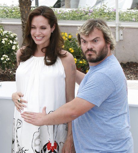 Actress Angelina Jolie and actor Jack Black arrive at a photocall for the film "Kung Fu Panda" during the 61st Annual Cannes Film Festival in Cannes France on May 15 2008. (UPI Photo\/David Silpa)