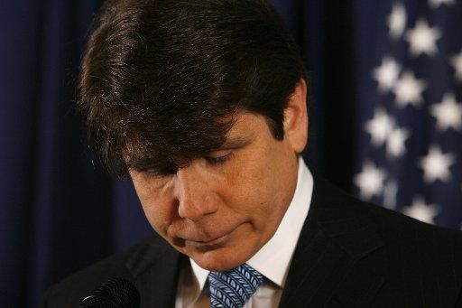 Illinois Gov. Rod Blagojevich speaks to reporters during a news conference on December 19 2008 in Chicago. Blagojevich gave his first public statement since his December 9 arrest on federal corruption charges. (UPI Photo\/Brian Kersey)
