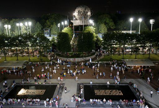The grounds of the at the National Tennis Center are lit up during the first night of the U.S. Open on August 27, 2012 in New York. UPI Photo\/Monika