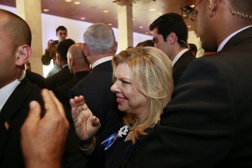 Sara, the wife of Israeli Prime Minister Benjamin Netanyahu, attends an event following the first session of the newly-elected Knesset (Israel\