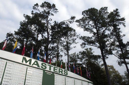 The main scoreboard is seen during a practice round prior to the 2015 Masters Tournament at Augusta, National in Augusta, Georgia on April 6, 2015. Photo by Kevin Dietsch\/