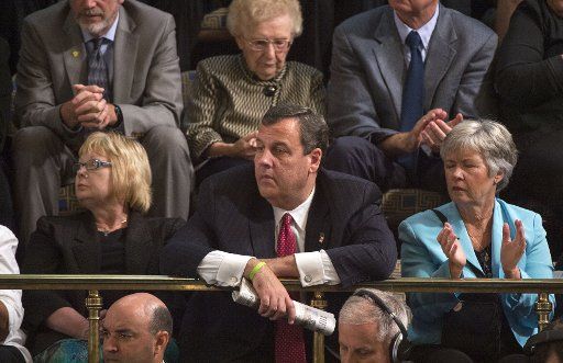 Presidential candidate Gov. Chris Christie (R-NJ) watches as Pope Francis address a Joint Meeting of Congress at the U.S. Capitol Building in Washington, D.C. on September 24, 2015. Photo by Kevin Dietsch\/
