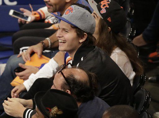Ansel Elgort watches the New York Knicks play the Milwaukee Bucks at Madison Square Garden in New York City on November 6, 2015. Photo by John Angelillo\/