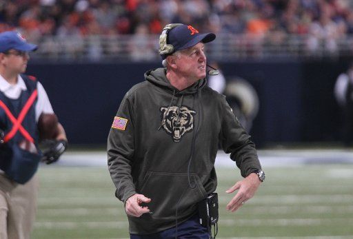 Chicago Bears head coach John Fox paces up the sidelines during the second quarter against the St. Louis Rams at the Edward Jones Dome in St. Louis on November 15, 2015. Photo by Bill Greenblatt\/
