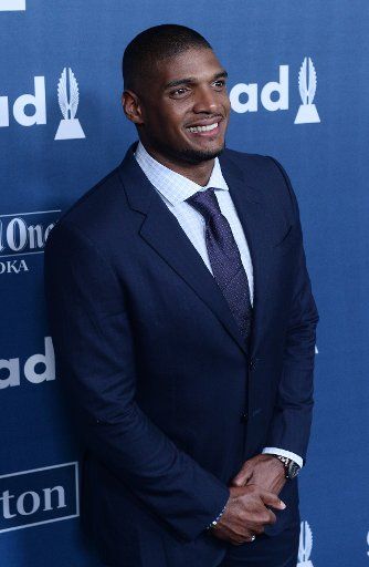 Michael Sam attends the 27th annual GLAAD Media Awards at the Beverly Hilton Hotel in Beverly Hills, California on April 2, 2016. Photo by Jim Ruymen\/