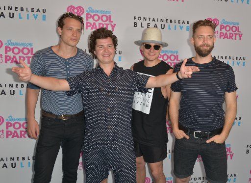 Lukas Graham and band member Magnus, Kasper and Mark attends the IHeartRadio Summer Pool Party concert at the Fontainebleau\