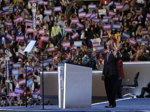 Michael Bloomberg speaks on day three of the Democratic National Convention at Wells Fargo Center in Philadelphia, Pennsylvania on July 27, 2016. Hillary Clinton claims the Democratic Party\