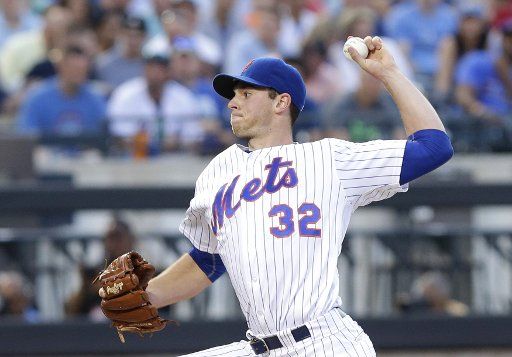 New York Mets starting pitcher Steven Matz throws a pitch in the first inning against the Chicago Cubs at Citi Field in New York City on June 30, 2016. Photo by John Angelillo\/
