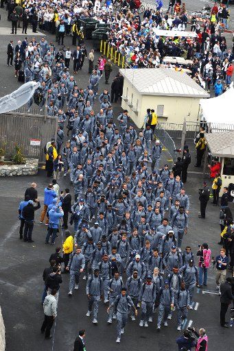Penn State Nittany Lions walk into the Rose Bowl prior to game against the USC Trojans in Pasadena, California on January 2, 2017. Photo by Jon SooHoo\/UPI ....