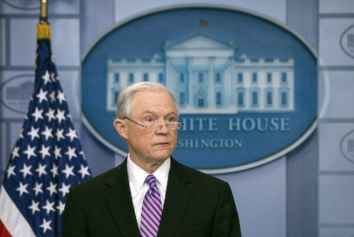 Attorney General Jeff Sessions speaks on sanctuary cities and illegal immigration at the White House in Washington, D.C. on March 27, 2017. Photo by Kevin Dietsch\/