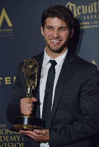 Bryan Craig poses with his Daytime Emmy for Outstanding Younger Actor In A Drama Series backstage in the press room during the 44th Annual Daytime Emmy Awards at the Pasadena Civic Auditorium in Pasadena, California on April 30, 2017. Photo by ...