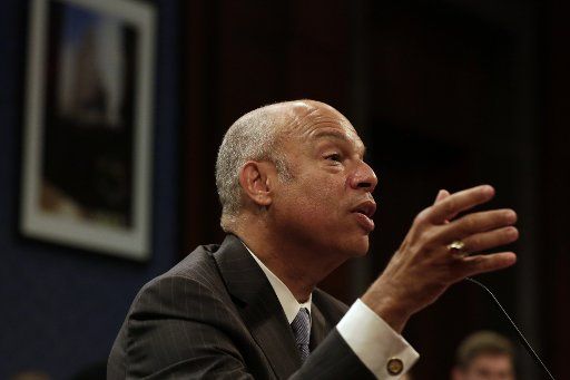 Former Homeland Security Secretary Jeh Johnson testifies during a the House Select Intelligence Committee hearing on Russian interference in the 2016 US election in Washington on June 21, 2017. Photo by Yuri Gripas\/