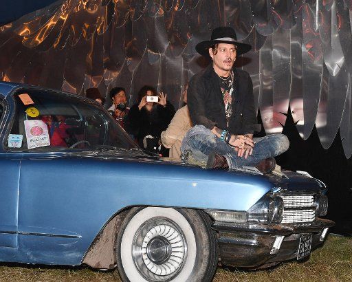 American actor Johnny Depp attends the Glastonbury Music Festival in Somerset, England on June 22, 2017. Photo by Rune Hellestad\/