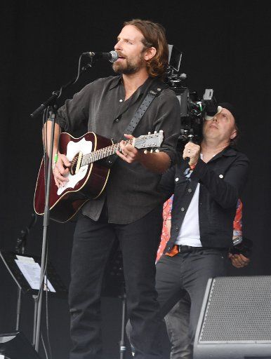 American actor Bradley Cooper performs at the Glastonbury Music Festival on June 23, 2017 in Somerset, England. Photo by Rune Hellestad\/