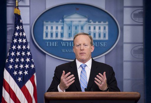 White House Press Secretary Sean Spicer holds the daily press briefing at the White House in Washington, D.C. on June 26, 2017. The White House barred TV cameras from filming today\
