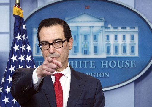 Treasury Secretary Steven Mnuchin announces sanctions against a Chinese bank over ties to North Korea at the daily press briefing at the White House in Washington, D.C. on June 29, 2017. Photo by Kevin Dietsch\/