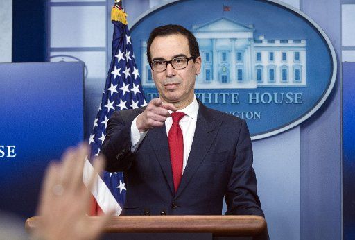 Treasury Secretary Steven Mnuchin announces sanctions against a Chinese bank over ties to North Korea at the daily press briefing at the White House in Washington, D.C. on June 29, 2017. Photo by Kevin Dietsch\/