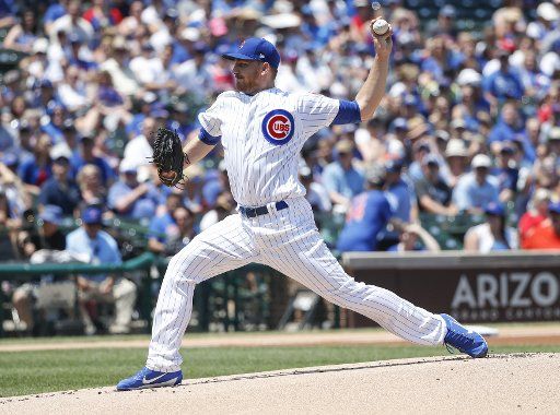 Chicago Cubs pitcher Mike Montgomery delivers against the Milwaukee Brewers in the first inning at Wrigley Field on July 6, 2017 in Chicago. Photo by Kamil Krzaczynski\/
