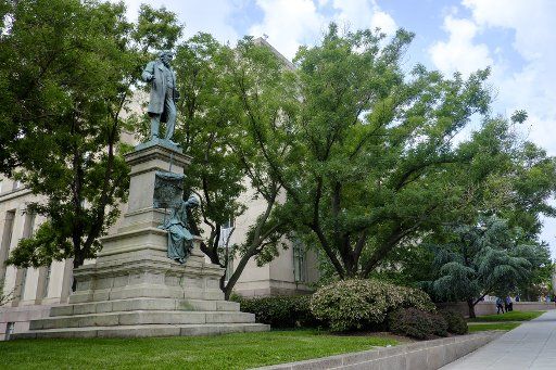 Statue of Confederate General Albert Pike stands in Judiciary Square on August 17, 2017 in Washington, DC, A nationwide debate is underway concerning the removal of statues, monuments and historical markers that memorialize the Confederacy. Photo ...