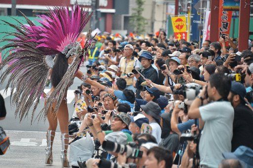 Samba dancer perform during the 36th Asakusa Samba Carnival in Tokyo, Japan on August 26, 2017. Photo by Keizo Mori\/