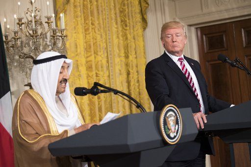 President Donald Trump (R) and Amir Sabah al-Ahmad al-Jaber al-Sabah of Kuwait hold a joint press conference at the White House in Washington, D.C. on September 7, 2017. Photo by Kevin Dietsch\/