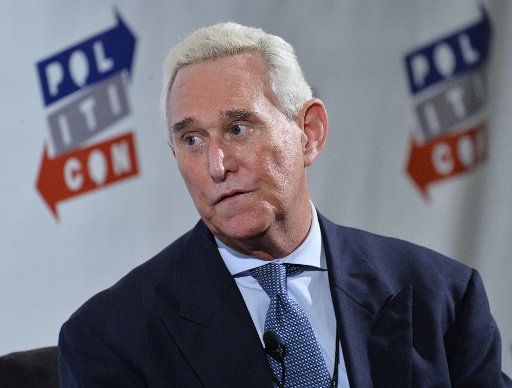 Roger Stone participates in the "Roger Stone Holds Court" panel during Politicon at the Pasadena Convention Center in Pasadena, California on July 30, 2017. Photo by Jim Ruymen\/