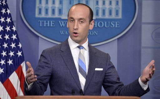 White House Special Advisor Stephen Miller makes remarks prior to the start of the daily press briefing, at the White House, August 2, 2017, in Washington, DC. The Trump administration is laying out new guidelines on immigration reform. Photo ...
