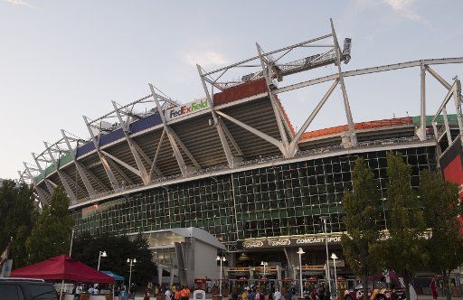 FedEx Field, the home of the Washington Redskins, is seen in Landover, Maryland on September 24, 2017. Photo by Kevin Dietsch\/