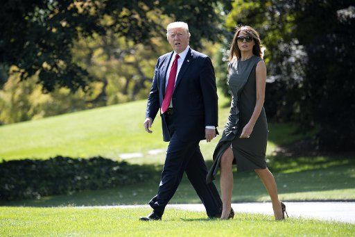 President Donald Trump and First Lady Melania Trump depart the White House for Camp David, in Washington, D.C. on September 8, 2017. Photo by Kevin Dietsch\/