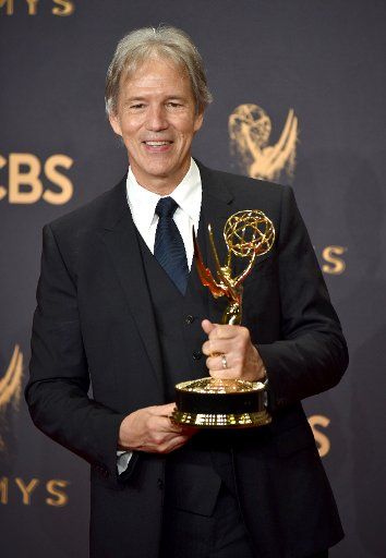 Producer David E. Kelley appears backstage during the 69th annual Primetime Emmy Awards at Microsoft Theater in Los Angeles on September 17, 2017. Photo by Christine Chew\/
